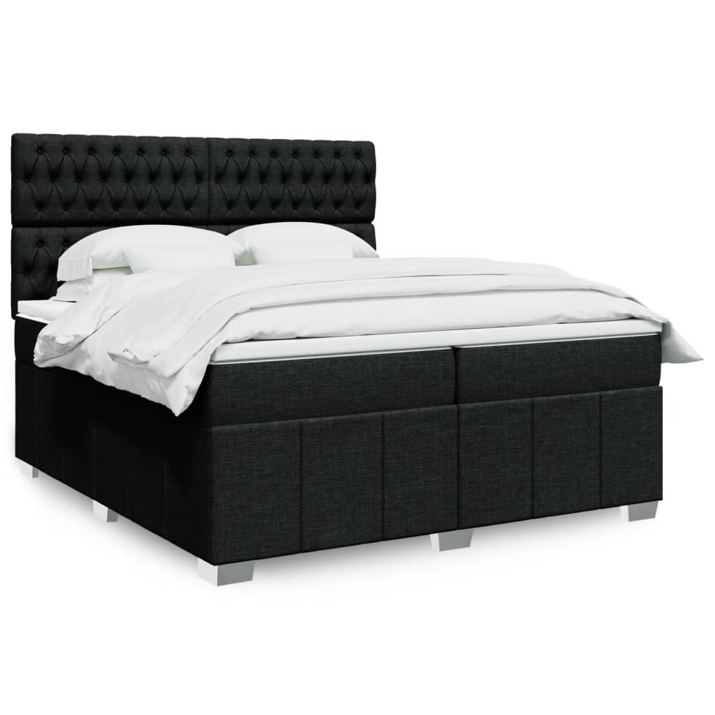 Boxspring met matras stof zwart 200x200 cm is nu te koop bij PeponiXL, paradijselijk wonen!