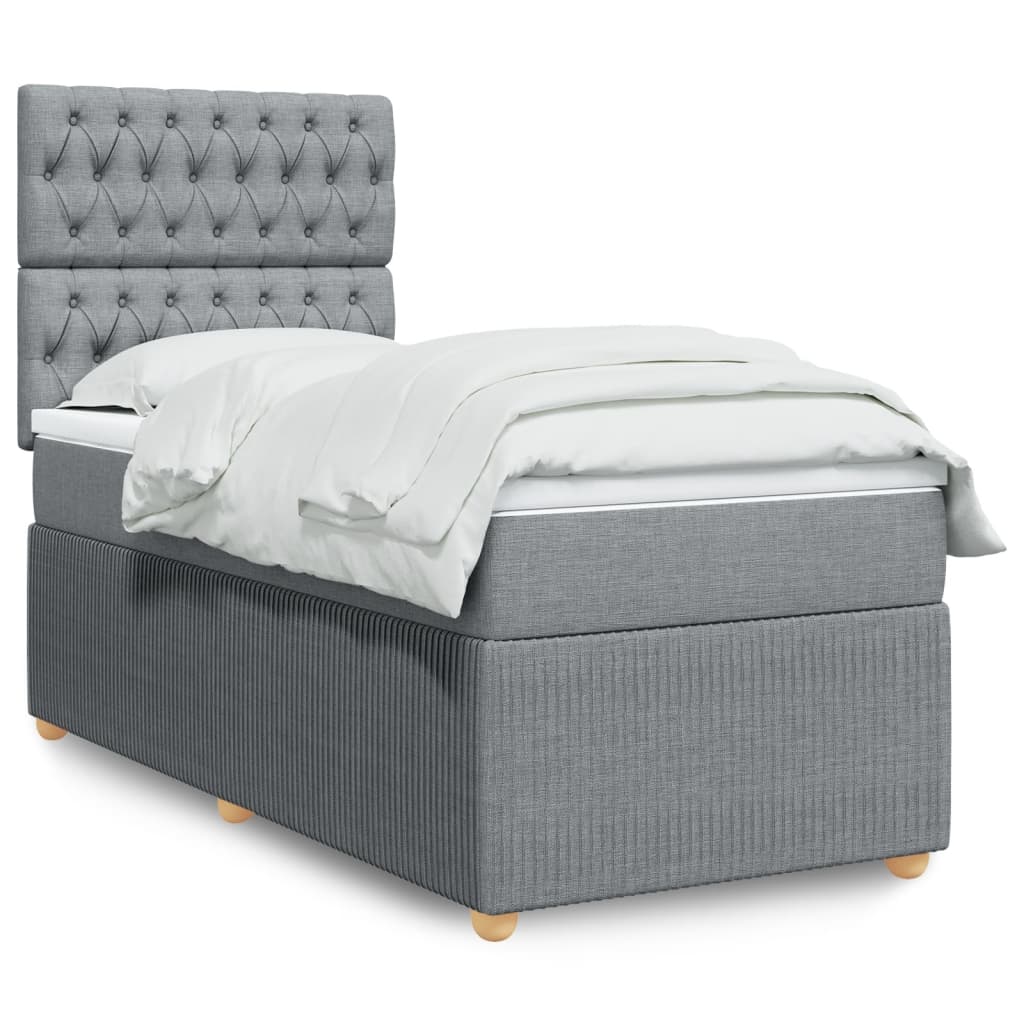 Boxspring met matras stof lichtgrijs 80x200 cm is nu te koop bij PeponiXL, paradijselijk wonen!