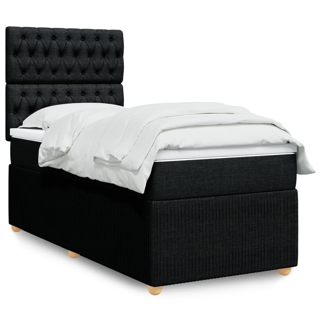 Boxspring met matras stof zwart 80x200 cm is nu te koop bij PeponiXL, paradijselijk wonen!
