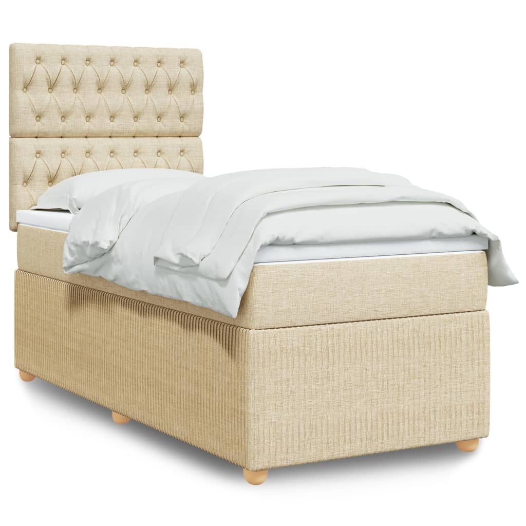 Boxspring met matras stof crèmekleurig 80x200 cm is nu te koop bij PeponiXL, paradijselijk wonen!