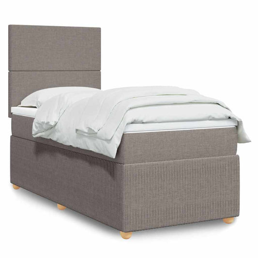 Boxspring met matras stof taupe 90x200 cm is nu te koop bij PeponiXL, paradijselijk wonen!