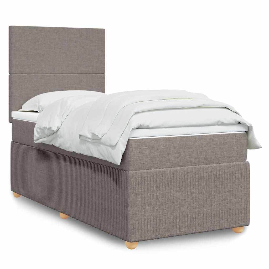 Boxspring met matras stof taupe 100x200 cm is nu te koop bij PeponiXL, paradijselijk wonen!