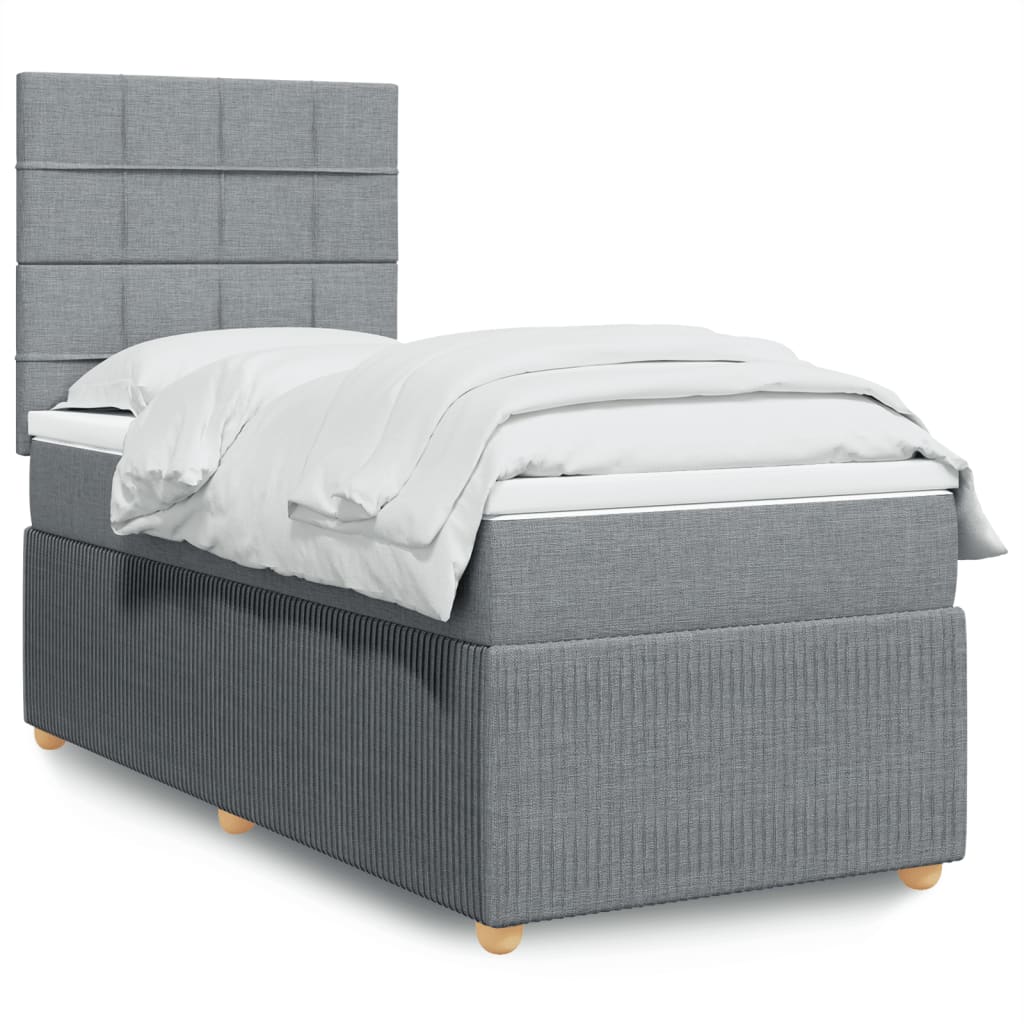 Boxspring met matras stof lichtgrijs 100x200 cm is nu te koop bij PeponiXL, paradijselijk wonen!