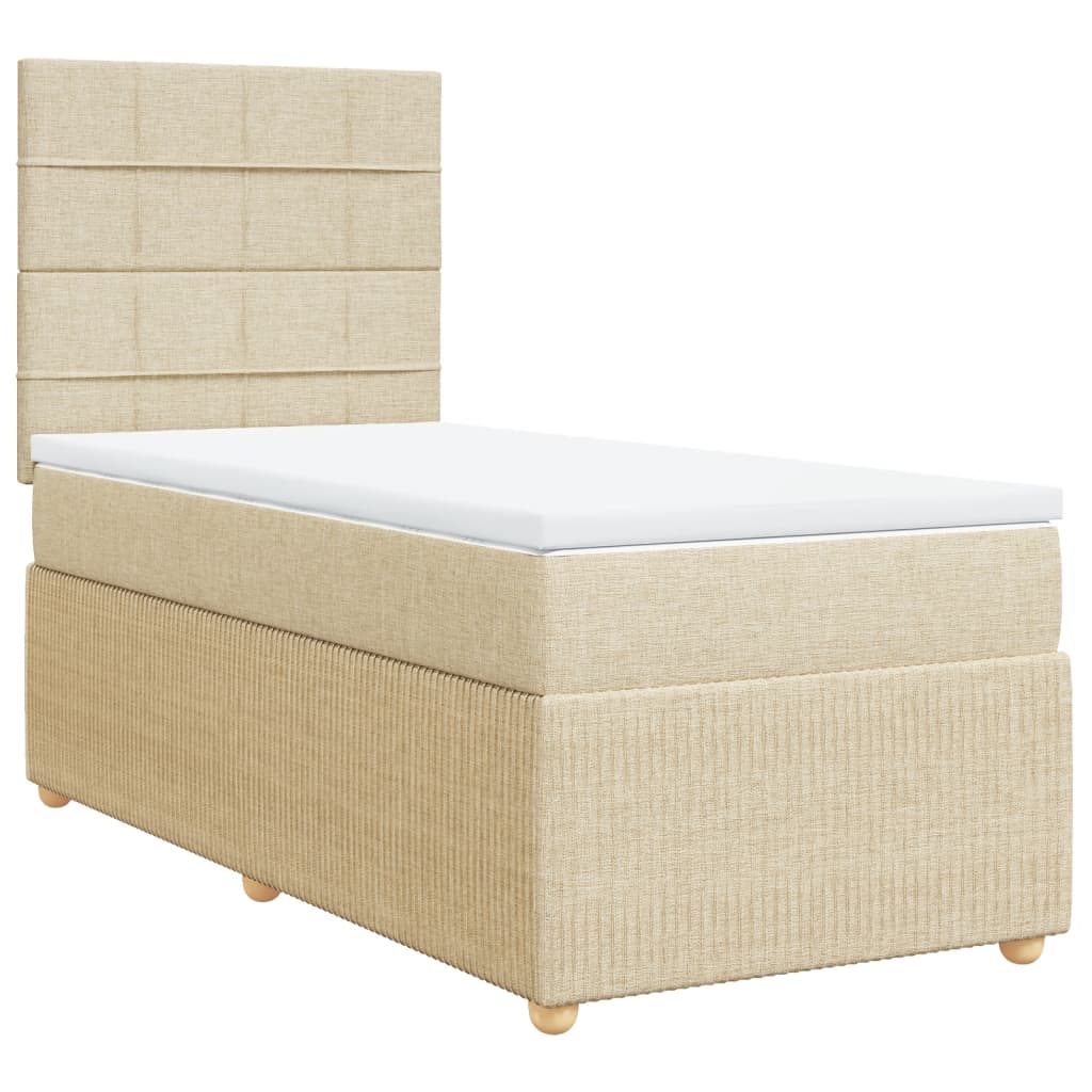 Boxspring met matras stof crèmekleurig 100x200 cm is nu te koop bij PeponiXL, paradijselijk wonen!