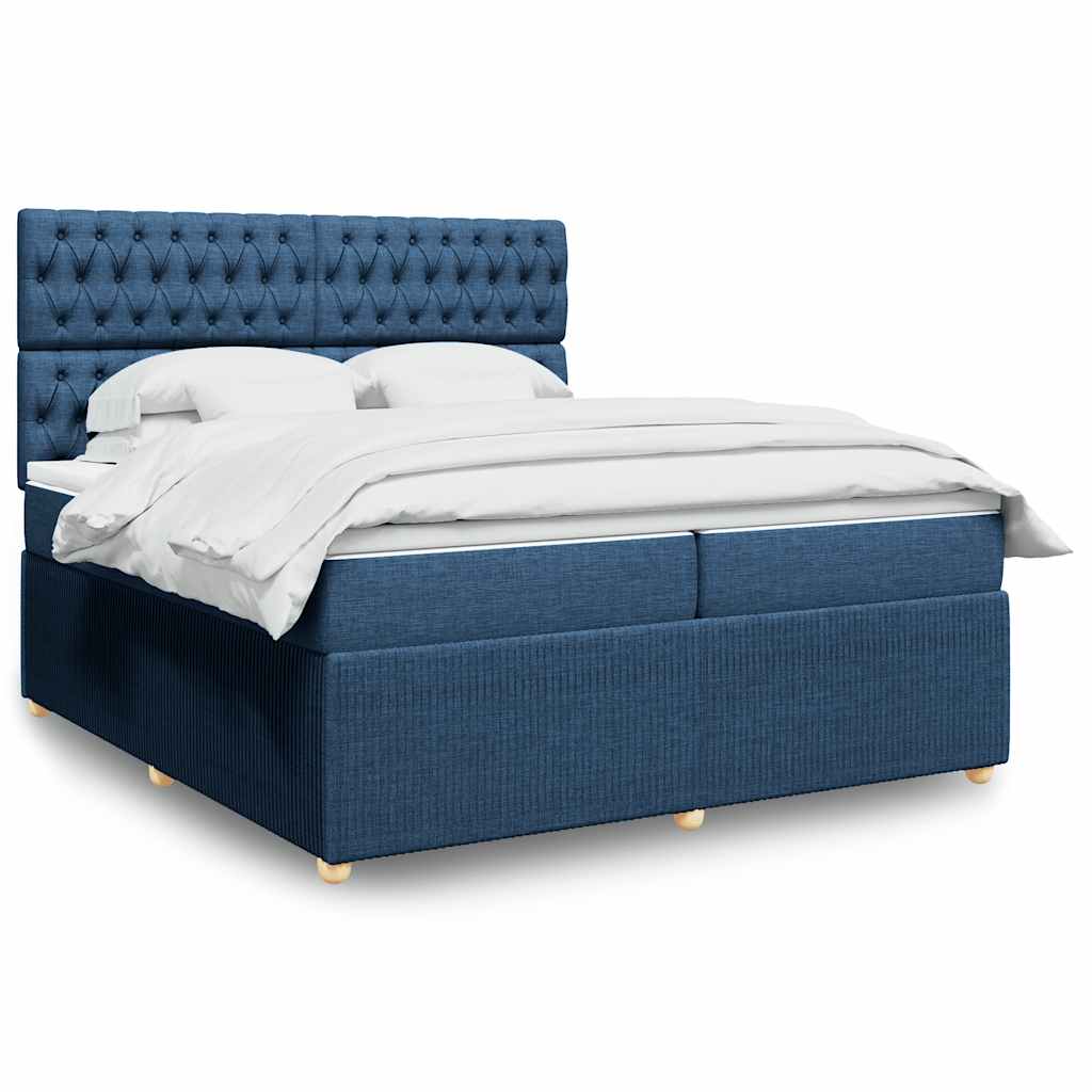 Boxspring met matras stof blauw 200x200 cm is nu te koop bij PeponiXL, paradijselijk wonen!