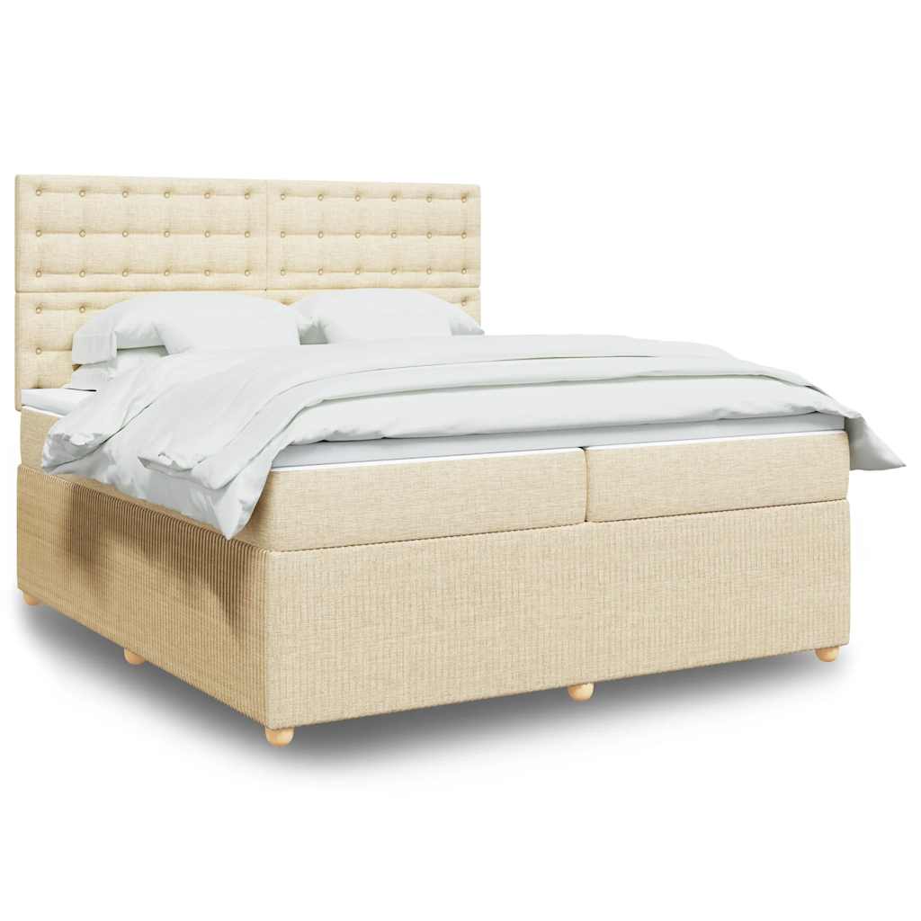 Boxspring met matras stof crèmekleurig 200x200 cm is nu te koop bij PeponiXL, paradijselijk wonen!