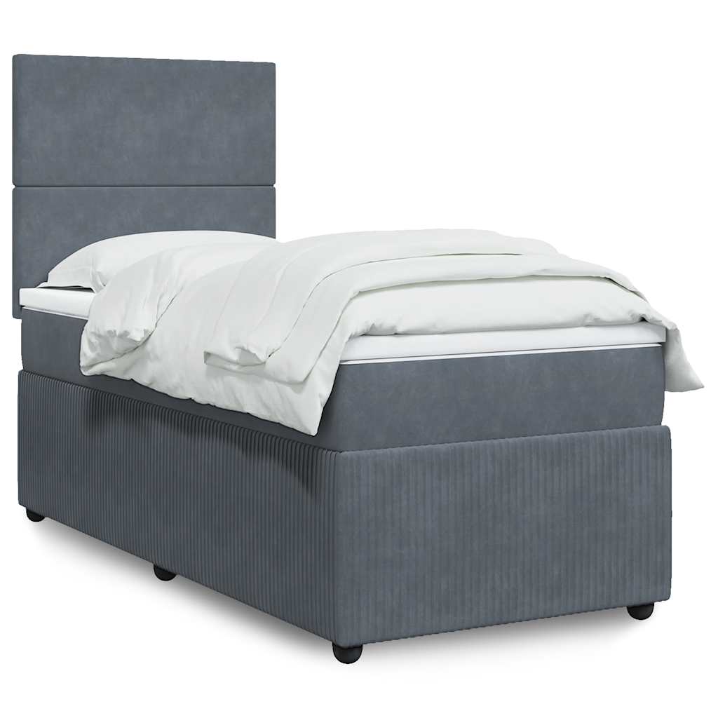 Boxspring met matras fluweel donkergrijs 80x200 cm is nu te koop bij PeponiXL, paradijselijk wonen!