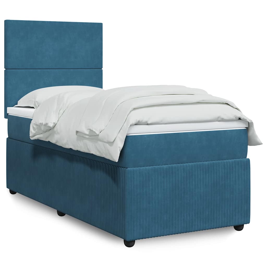 Boxspring met matras fluweel donkerblauw 90x190 cm is nu te koop bij PeponiXL, paradijselijk wonen!