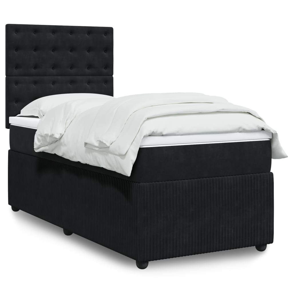 Boxspring met matras fluweel zwart 90x200 cm is nu te koop bij PeponiXL, paradijselijk wonen!
