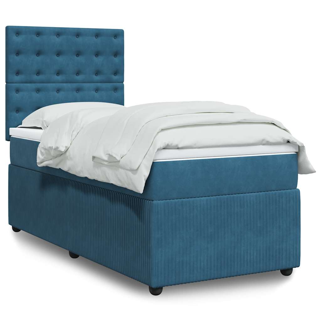Boxspring met matras fluweel donkerblauw 90x200 cm is nu te koop bij PeponiXL, paradijselijk wonen!