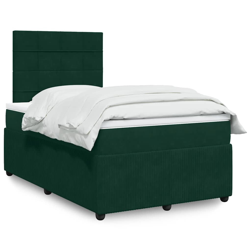 Boxspring met matras fluweel donkergroen 120x190 cm is nu te koop bij PeponiXL, paradijselijk wonen!