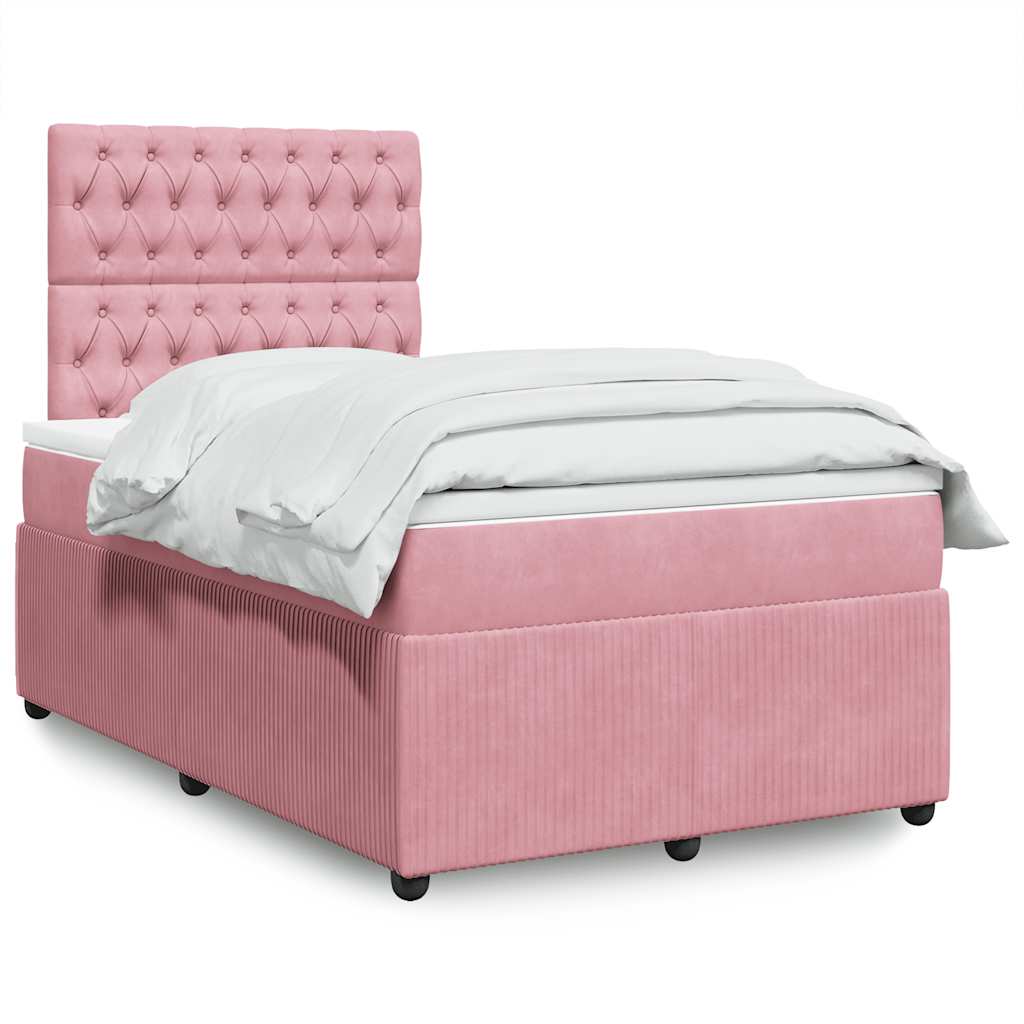 Boxspring met matras fluweel roze 120x190 cm is nu te koop bij PeponiXL, paradijselijk wonen!