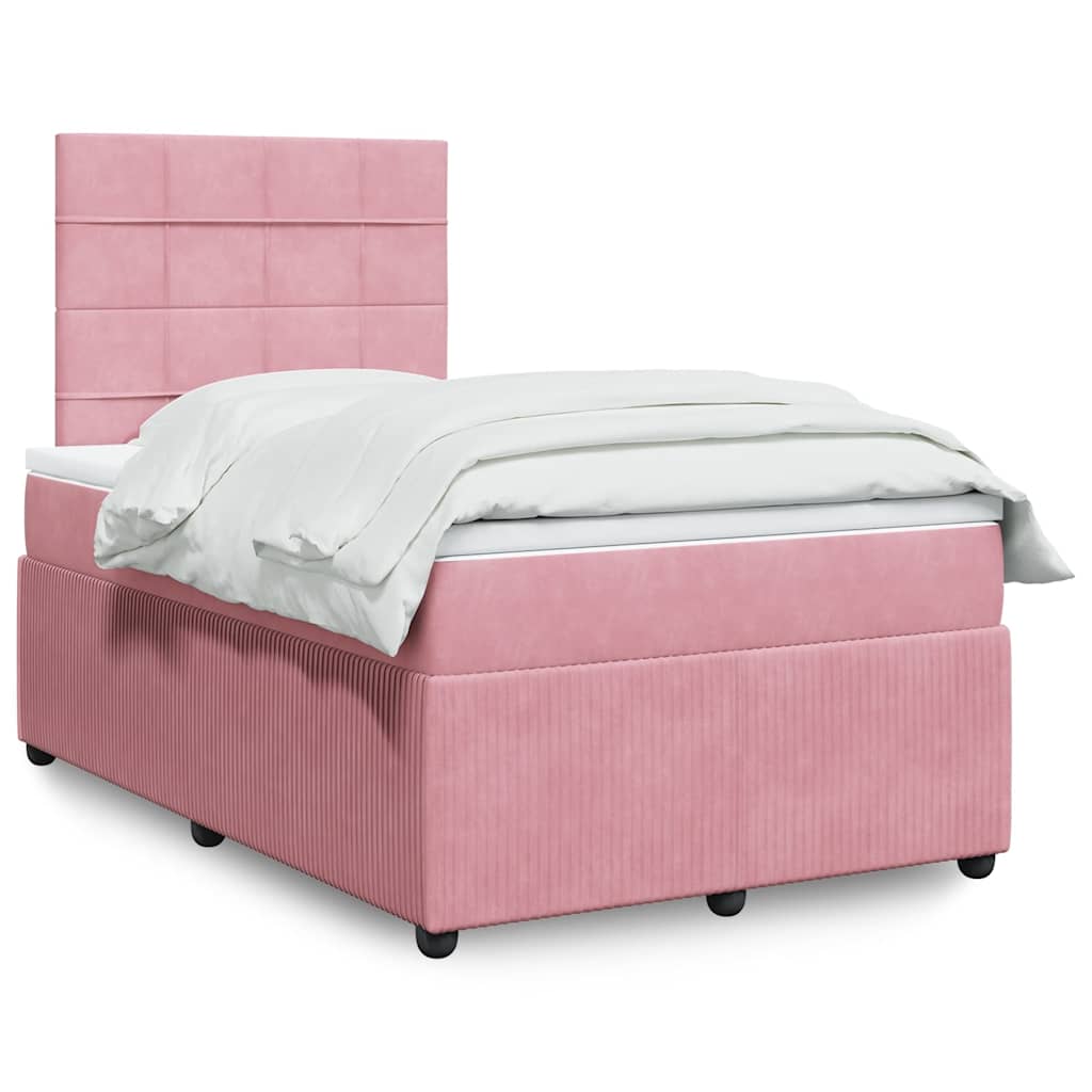 Boxspring met matras fluweel roze 120x200 cm is nu te koop bij PeponiXL, paradijselijk wonen!