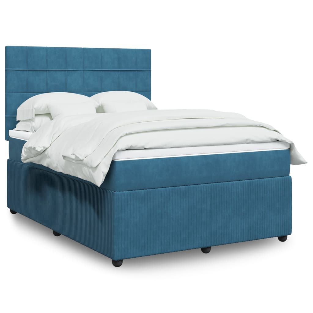 Boxspring met matras fluweel donkerblauw 140x190 cm is nu te koop bij PeponiXL, paradijselijk wonen!