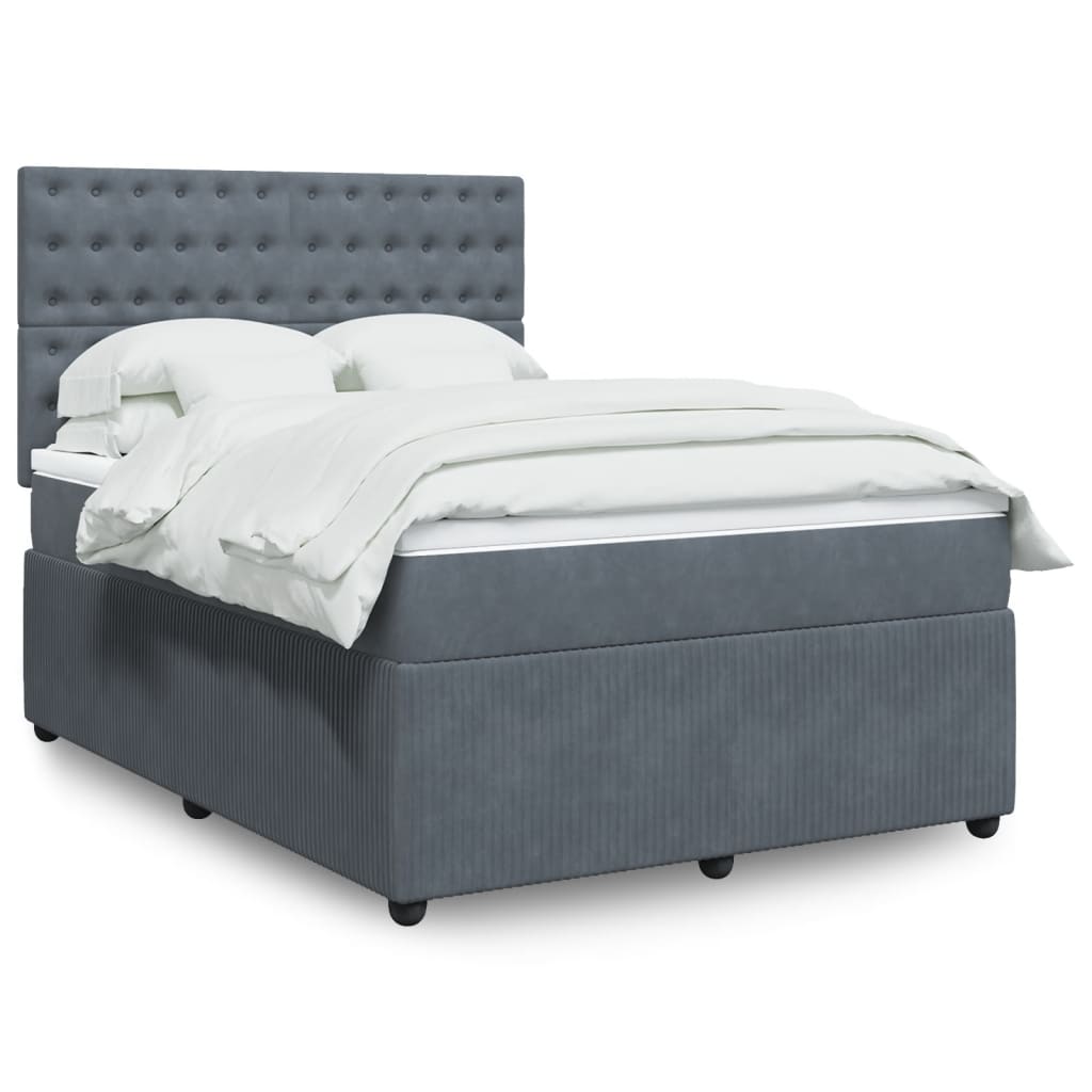 Boxspring met matras fluweel donkergrijs 140x190 cm is nu te koop bij PeponiXL, paradijselijk wonen!