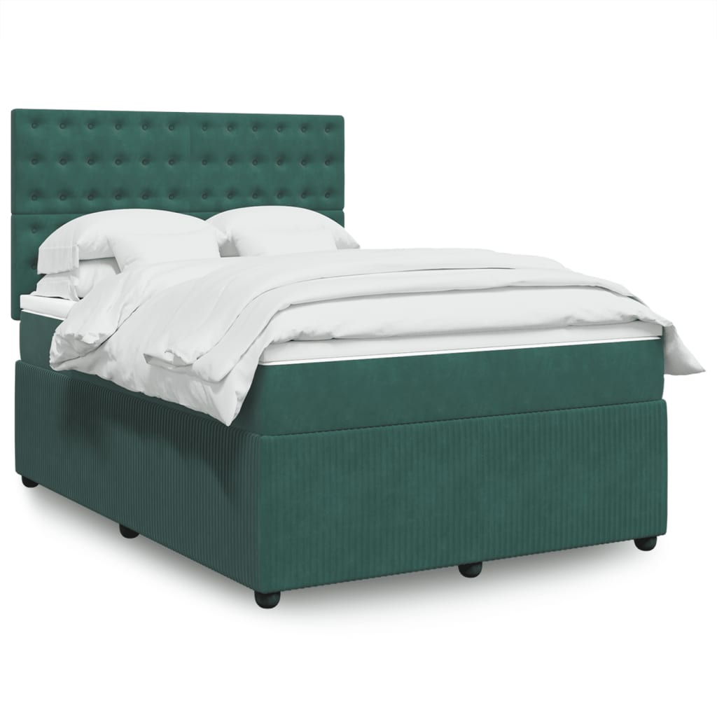 Boxspring met matras fluweel donkergroen 140x190 cm is nu te koop bij PeponiXL, paradijselijk wonen!