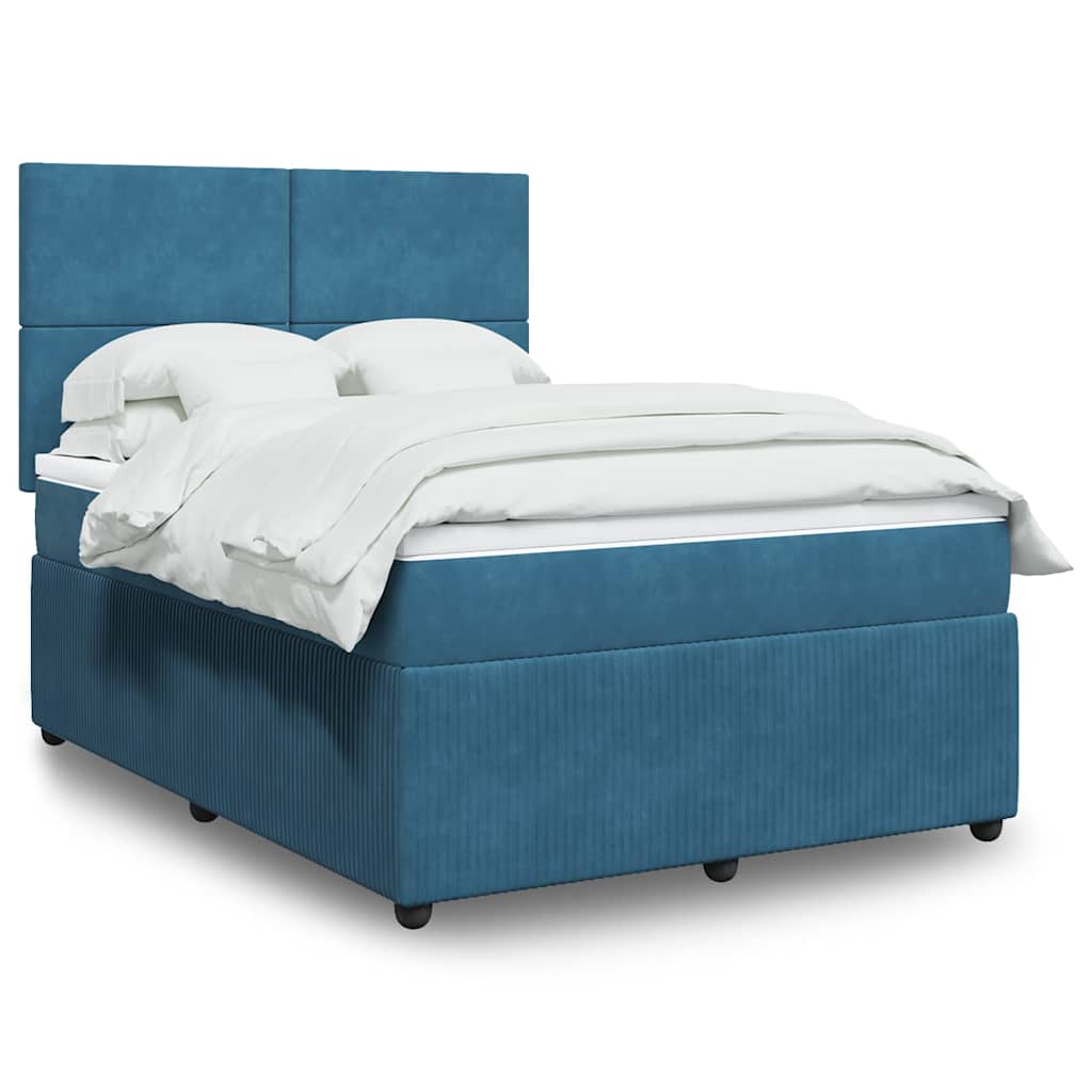 Boxspring met matras fluweel donkerblauw 140x200 cm is nu te koop bij PeponiXL, paradijselijk wonen!