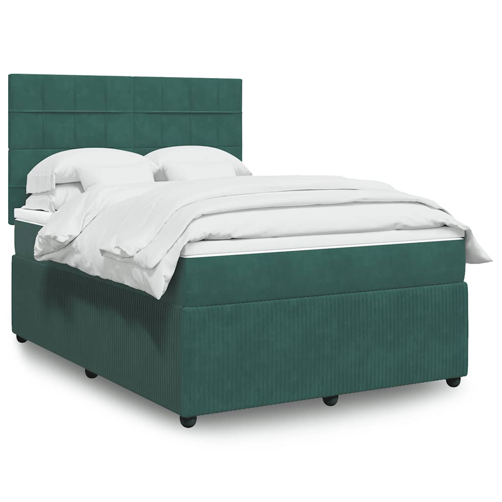 Boxspring met matras fluweel donkergroen 140x200 cm is nu te koop bij PeponiXL, paradijselijk wonen!