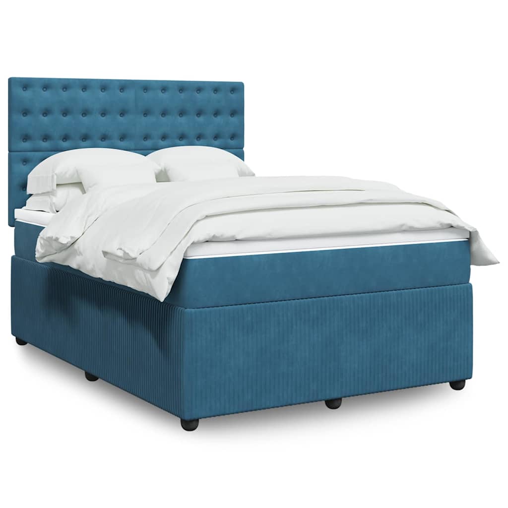 Boxspring met matras fluweel donkerblauw 160x200 cm is nu te koop bij PeponiXL, paradijselijk wonen!
