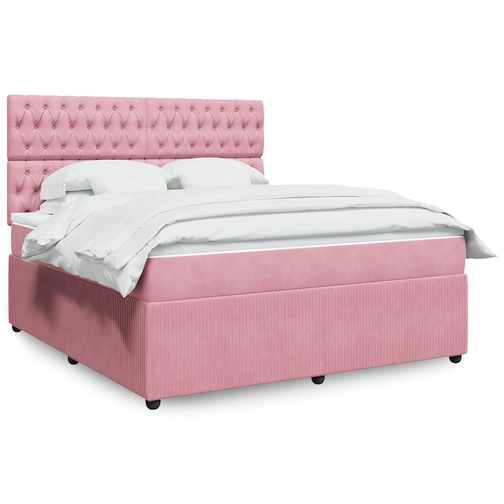 Boxspring met matras fluweel roze 180x200 cm is nu te koop bij PeponiXL, paradijselijk wonen!