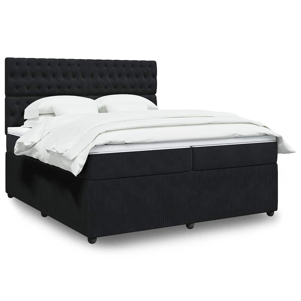 Boxspring met matras fluweel zwart 200x200 cm is nu te koop bij PeponiXL, paradijselijk wonen!