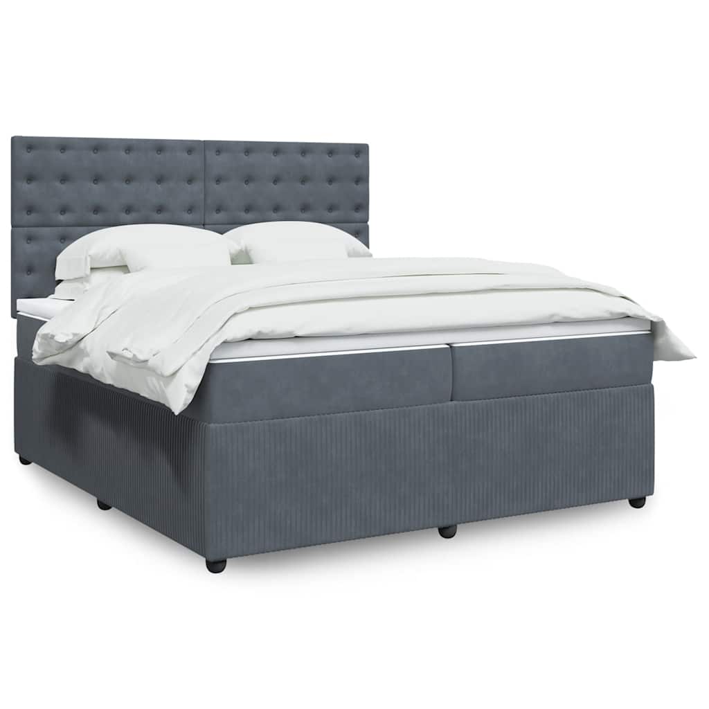 Boxspring met matras fluweel donkergrijs 200x200 cm is nu te koop bij PeponiXL, paradijselijk wonen!