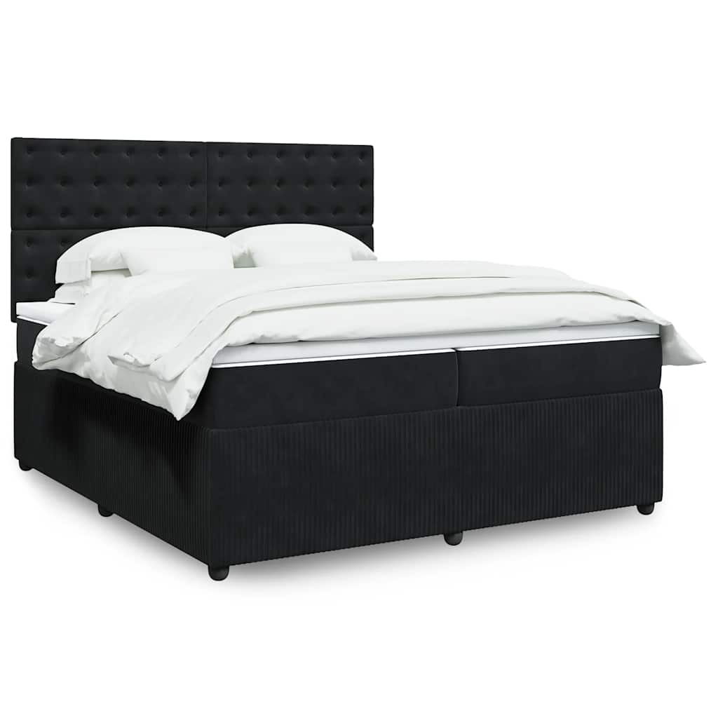Boxspring met matras fluweel zwart 200x200 cm is nu te koop bij PeponiXL, paradijselijk wonen!