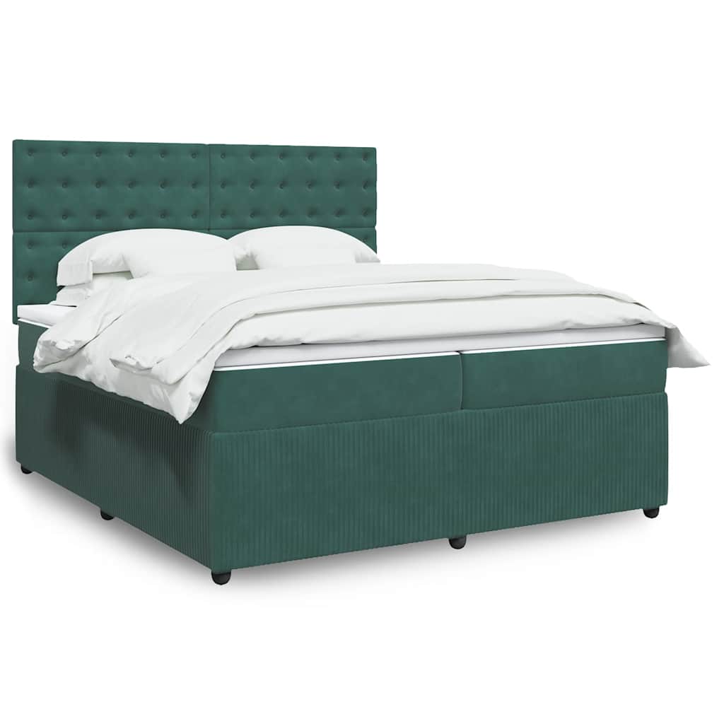 Boxspring met matras fluweel donkergroen 200x200 cm is nu te koop bij PeponiXL, paradijselijk wonen!