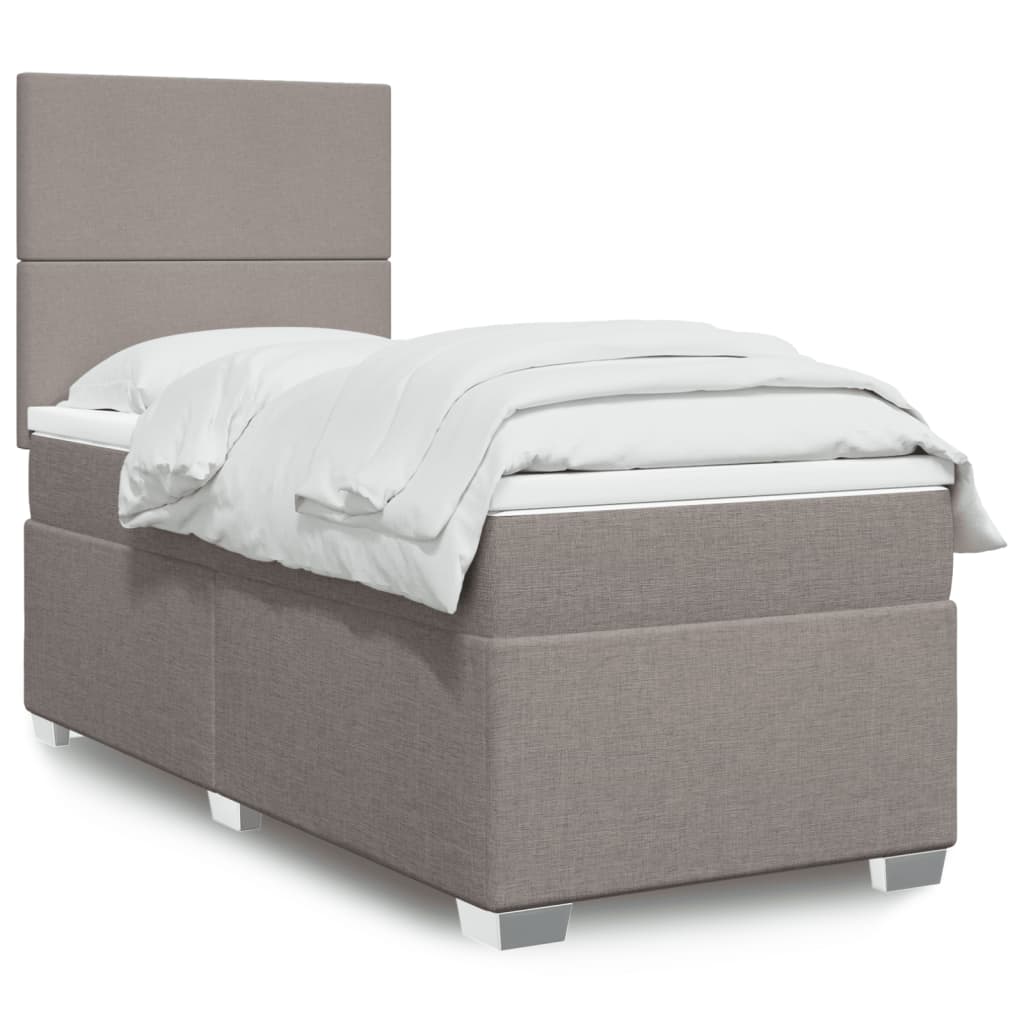 Boxspring met matras stof taupe 90x200 cm is nu te koop bij PeponiXL, paradijselijk wonen!