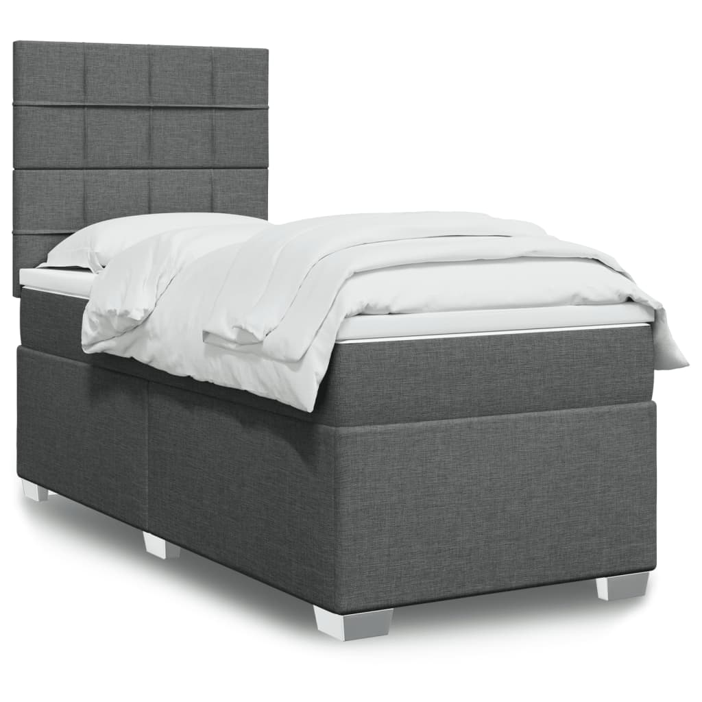 Boxspring met matras stof donkergrijs 100x200 cm is nu te koop bij PeponiXL, paradijselijk wonen!