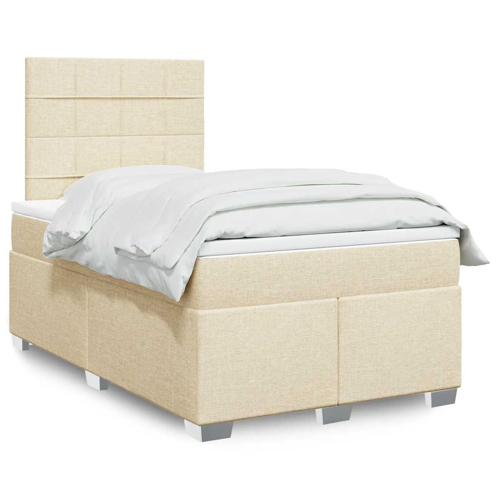 Boxspring met matras stof crèmekleurig 120x200 cm is nu te koop bij PeponiXL, paradijselijk wonen!