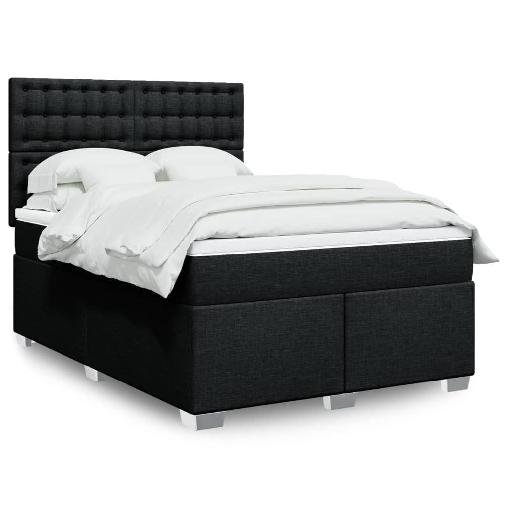 Boxspring met matras stof zwart 140x190 cm is nu te koop bij PeponiXL, paradijselijk wonen!