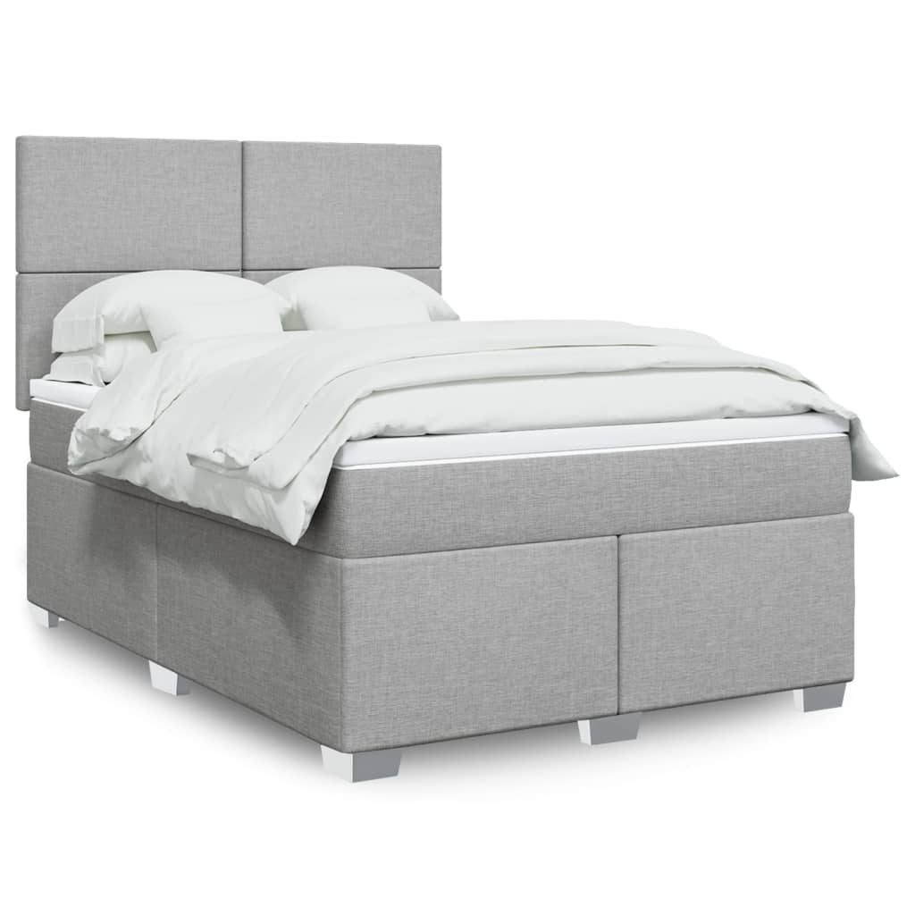 Boxspring met matras stof lichtgrijs 140x200 cm is nu te koop bij PeponiXL, paradijselijk wonen!