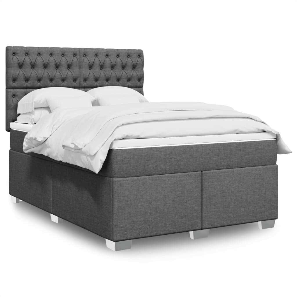 Boxspring met matras stof donkergrijs 140x200 cm is nu te koop bij PeponiXL, paradijselijk wonen!