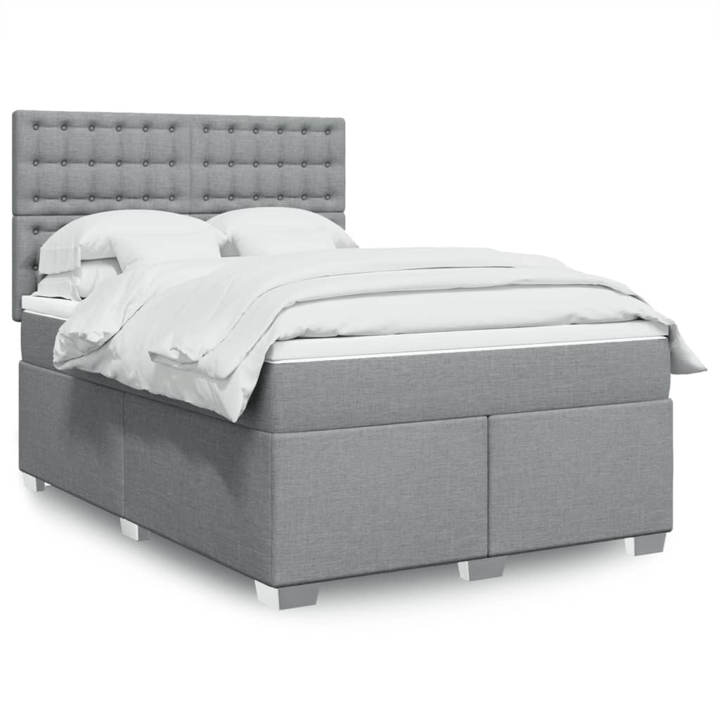 Boxspring met matras stof lichtgrijs 140x200 cm is nu te koop bij PeponiXL, paradijselijk wonen!