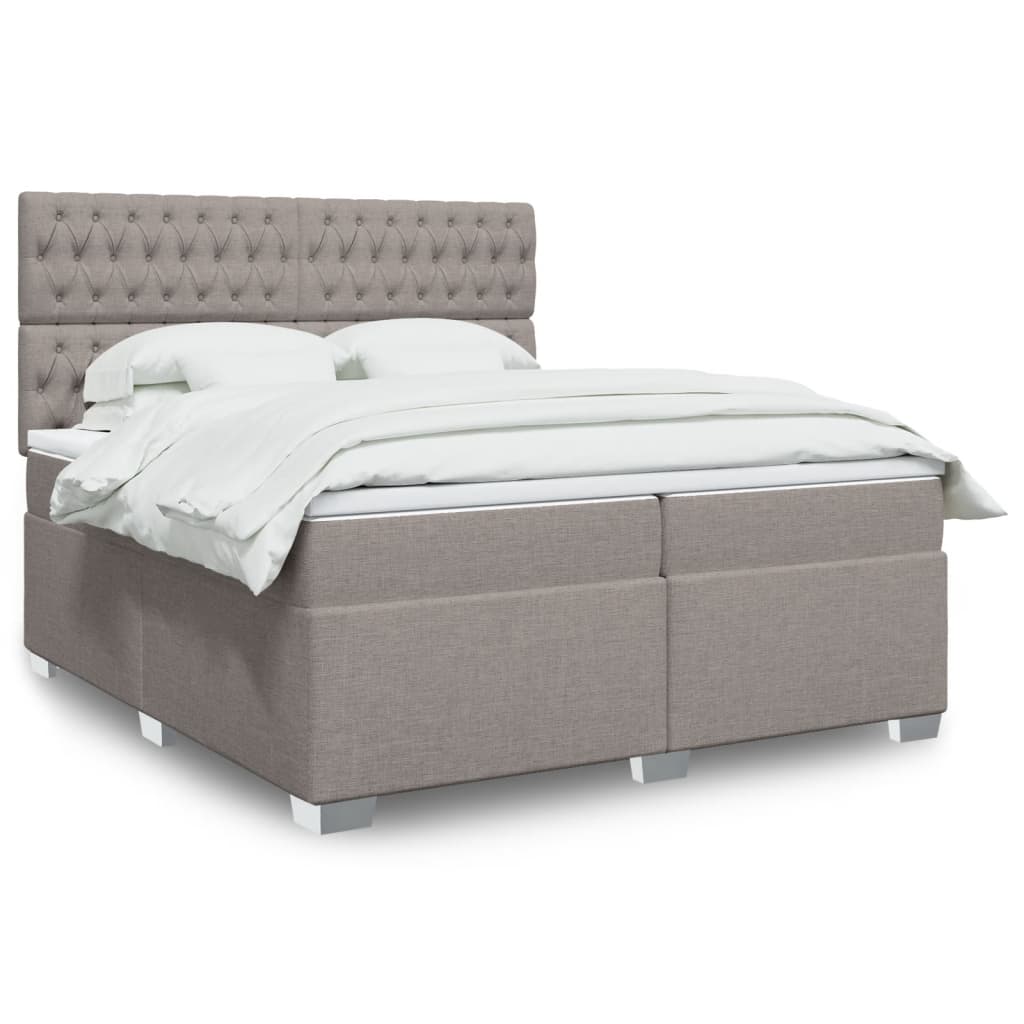 Boxspring met matras stof taupe 200x200 cm is nu te koop bij PeponiXL, paradijselijk wonen!