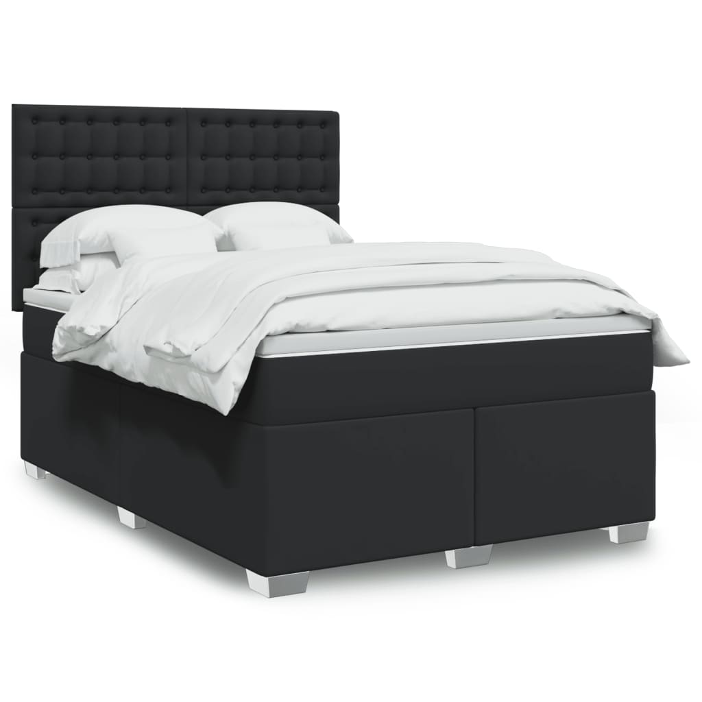 Boxspring met matras kunstleer zwart 140x190 cm is nu te koop bij PeponiXL, paradijselijk wonen!