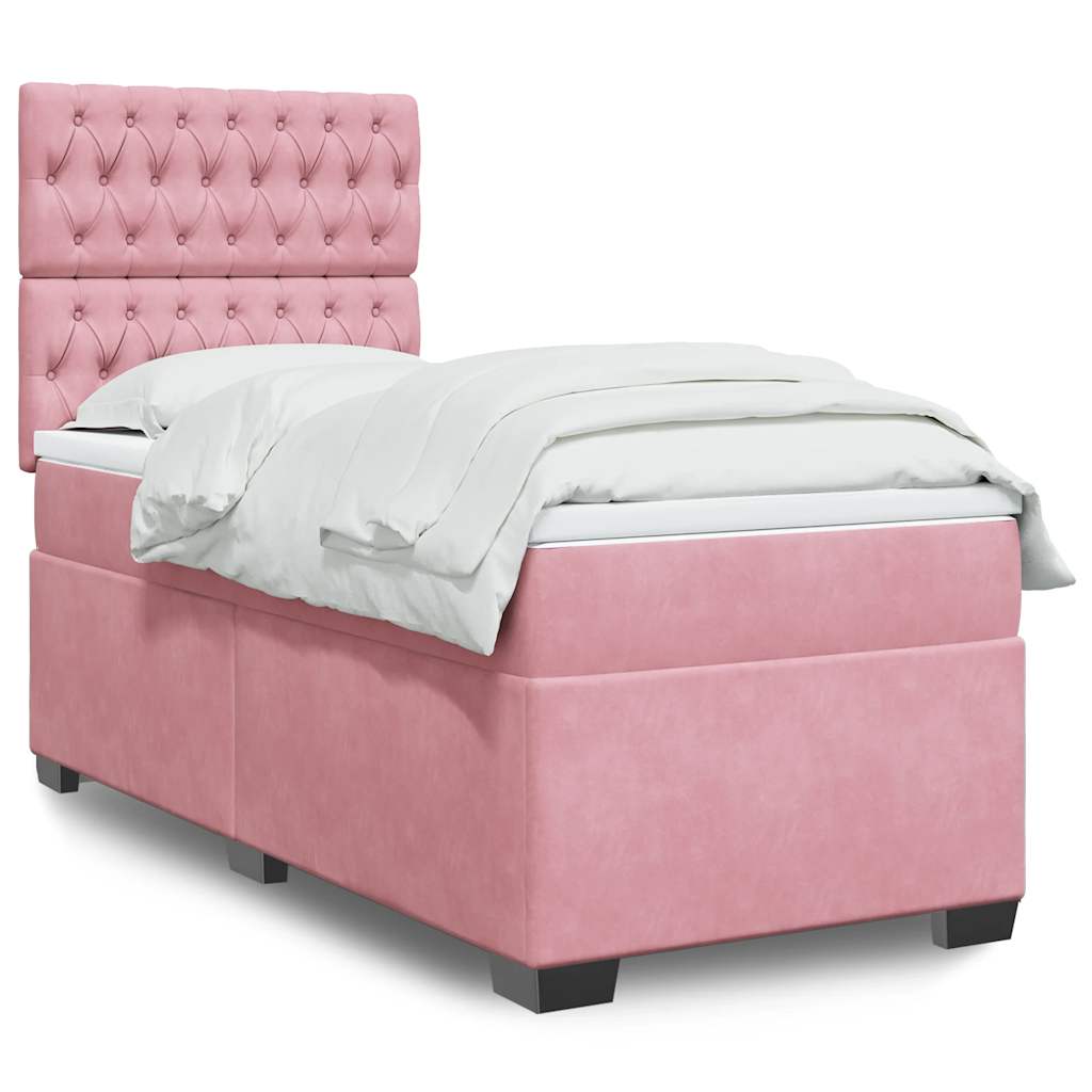 Boxspring met matras fluweel roze 80x200 cm is nu te koop bij PeponiXL, paradijselijk wonen!