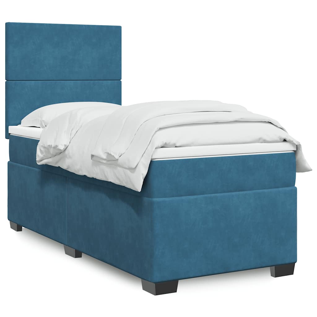 Boxspring met matras fluweel blauw 90x190 cm is nu te koop bij PeponiXL, paradijselijk wonen!