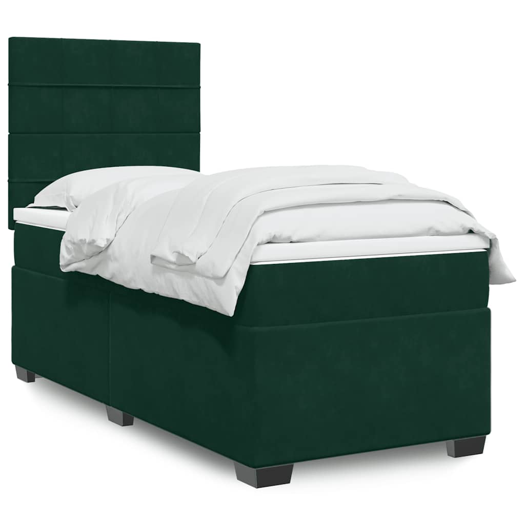 Boxspring met matras fluweel donkergroen 100x200 cm is nu te koop bij PeponiXL, paradijselijk wonen!