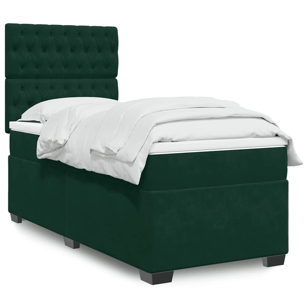 Boxspring met matras fluweel donkergroen 100x200 cm is nu te koop bij PeponiXL, paradijselijk wonen!