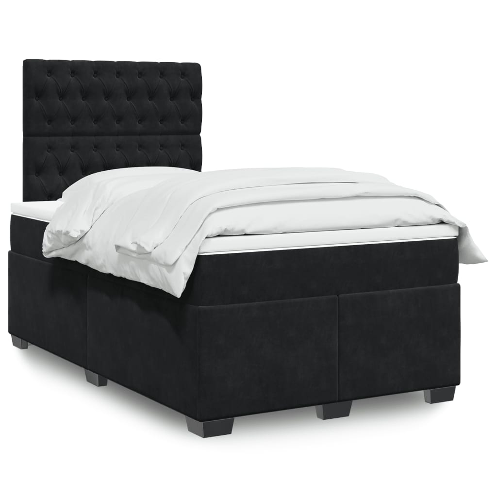 Boxspring met matras fluweel zwart 120x190 cm is nu te koop bij PeponiXL, paradijselijk wonen!