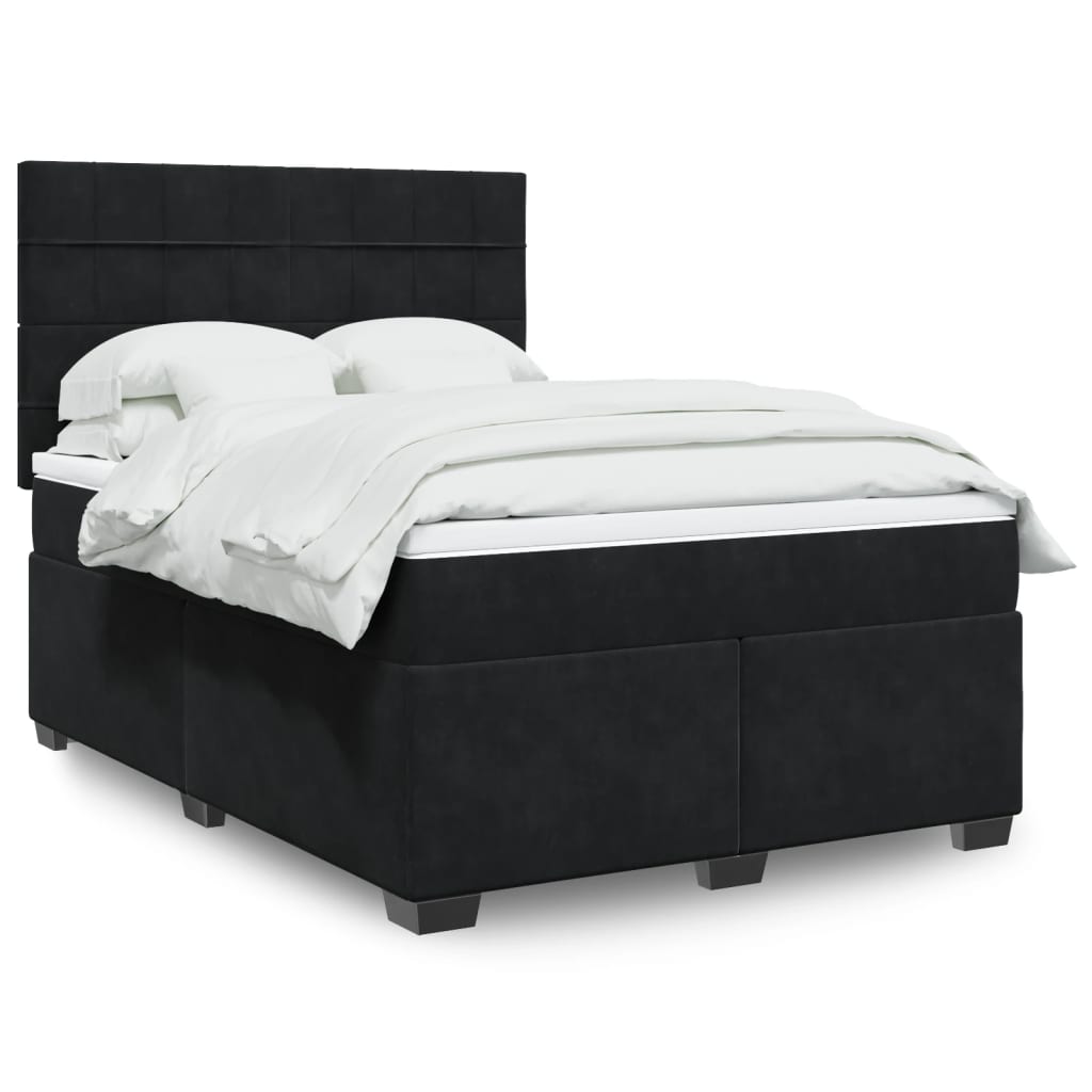 Boxspring met matras fluweel zwart 140x200 cm is nu te koop bij PeponiXL, paradijselijk wonen!