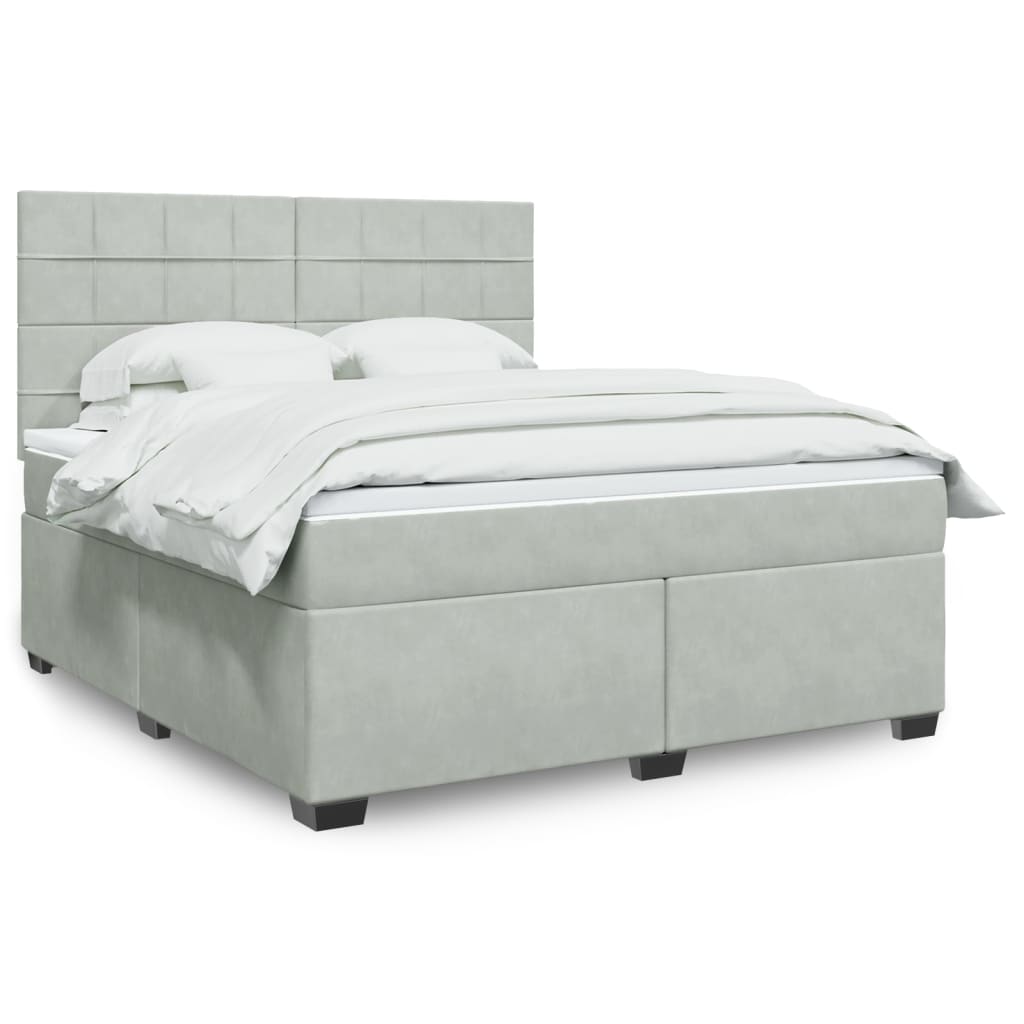 Boxspring met matras fluweel lichtgrijs 180x200 cm is nu te koop bij PeponiXL, paradijselijk wonen!