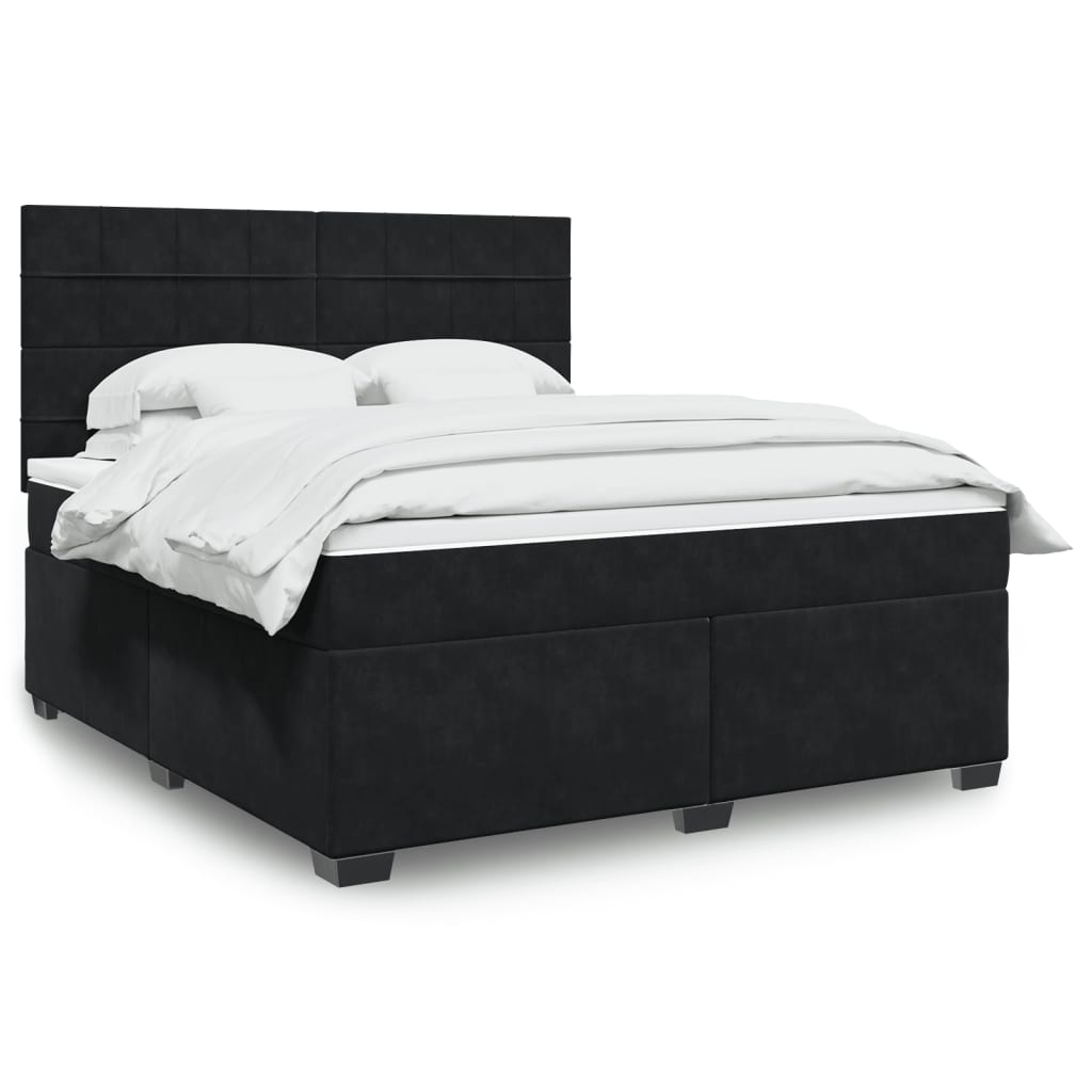 Boxspring met matras fluweel zwart 180x200 cm is nu te koop bij PeponiXL, paradijselijk wonen!