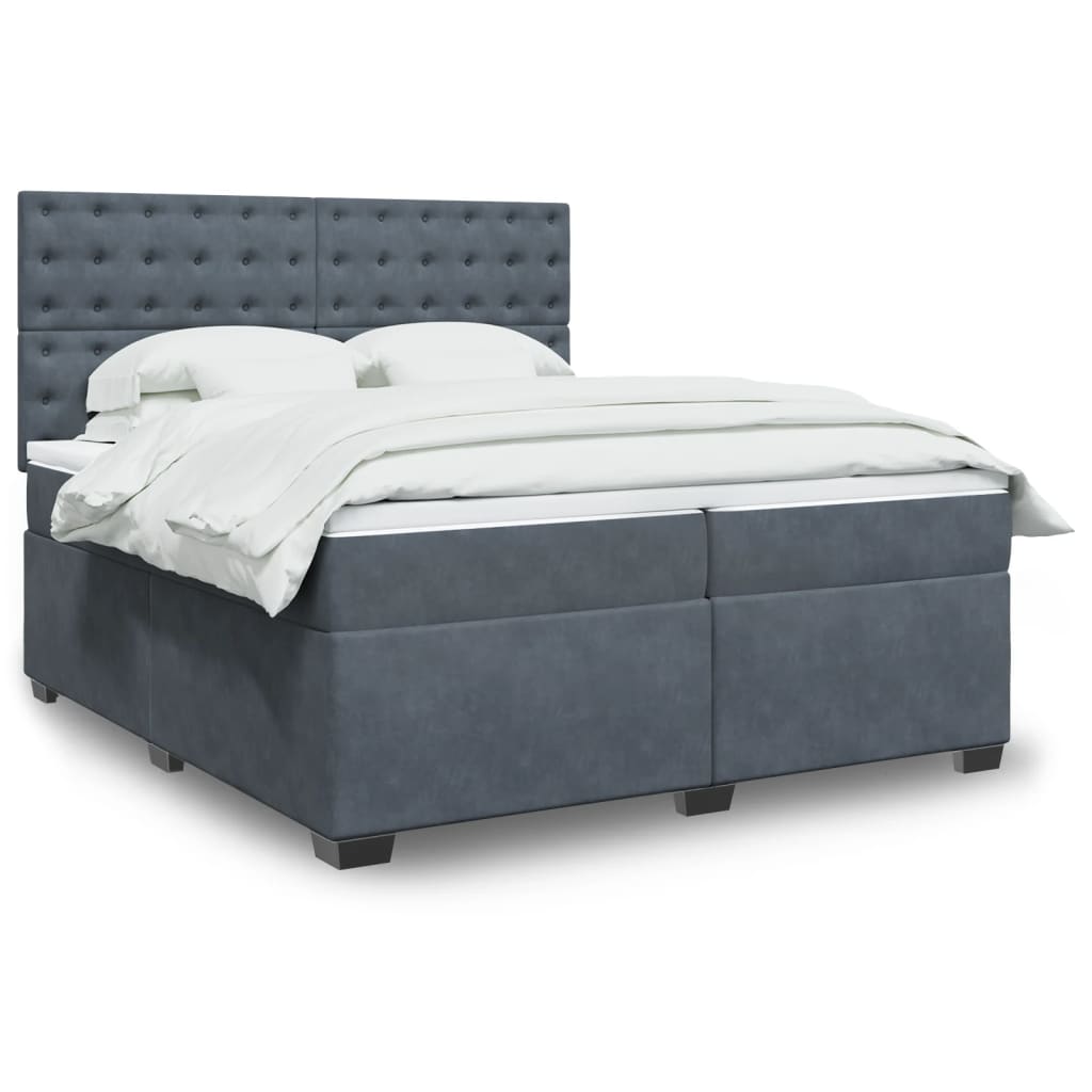 Boxspring met matras fluweel donkergrijs 200x200 cm is nu te koop bij PeponiXL, paradijselijk wonen!