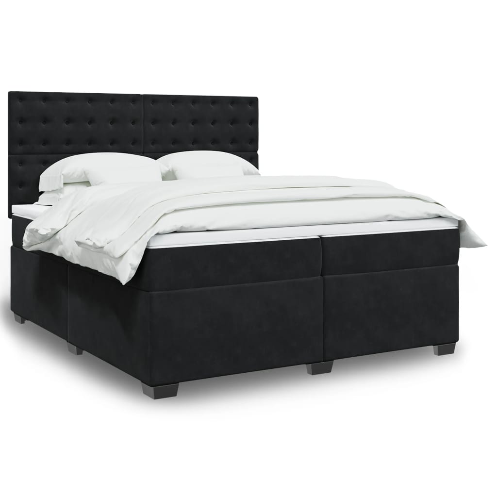 Boxspring met matras fluweel zwart 200x200 cm is nu te koop bij PeponiXL, paradijselijk wonen!