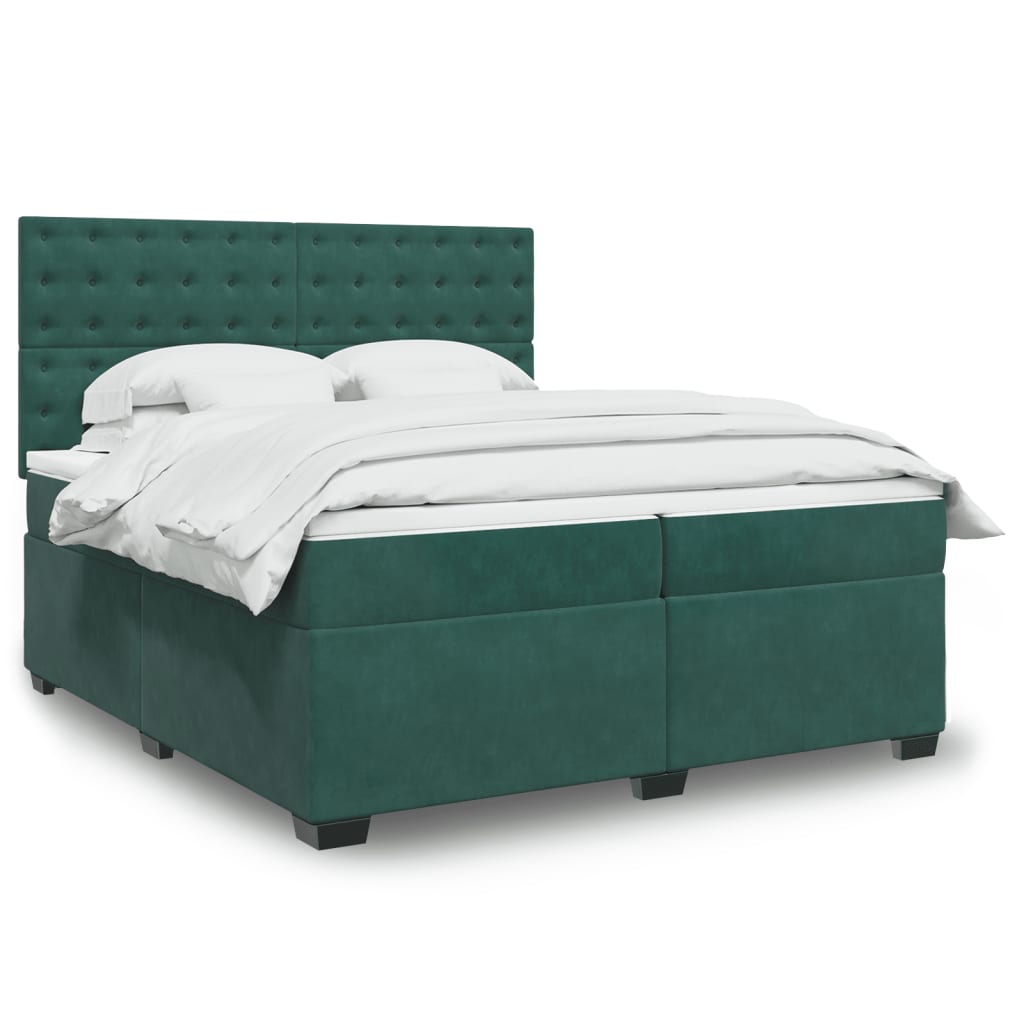 Boxspring met matras fluweel donkergroen 200x200 cm is nu te koop bij PeponiXL, paradijselijk wonen!