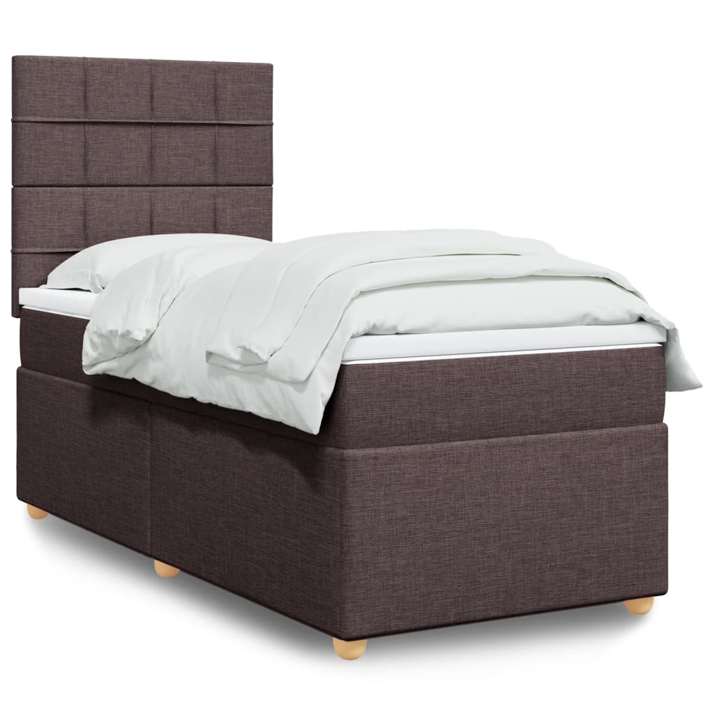 vidaXL Boxspring met matras stof donkerbruin 80x200 cm