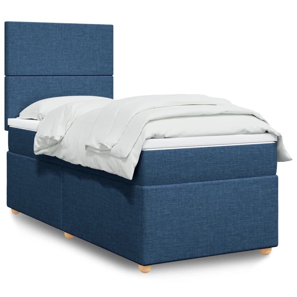 Boxspring met matras stof blauw 90x190 cm is nu te koop bij PeponiXL, paradijselijk wonen!